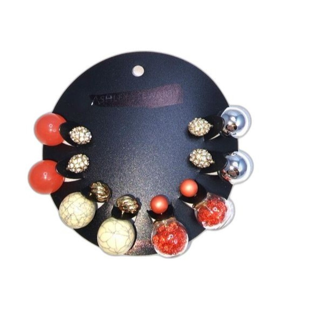Ashley Stewart NWT‎ Group of 4 Large Ball with Jeweled Back Earring Sets